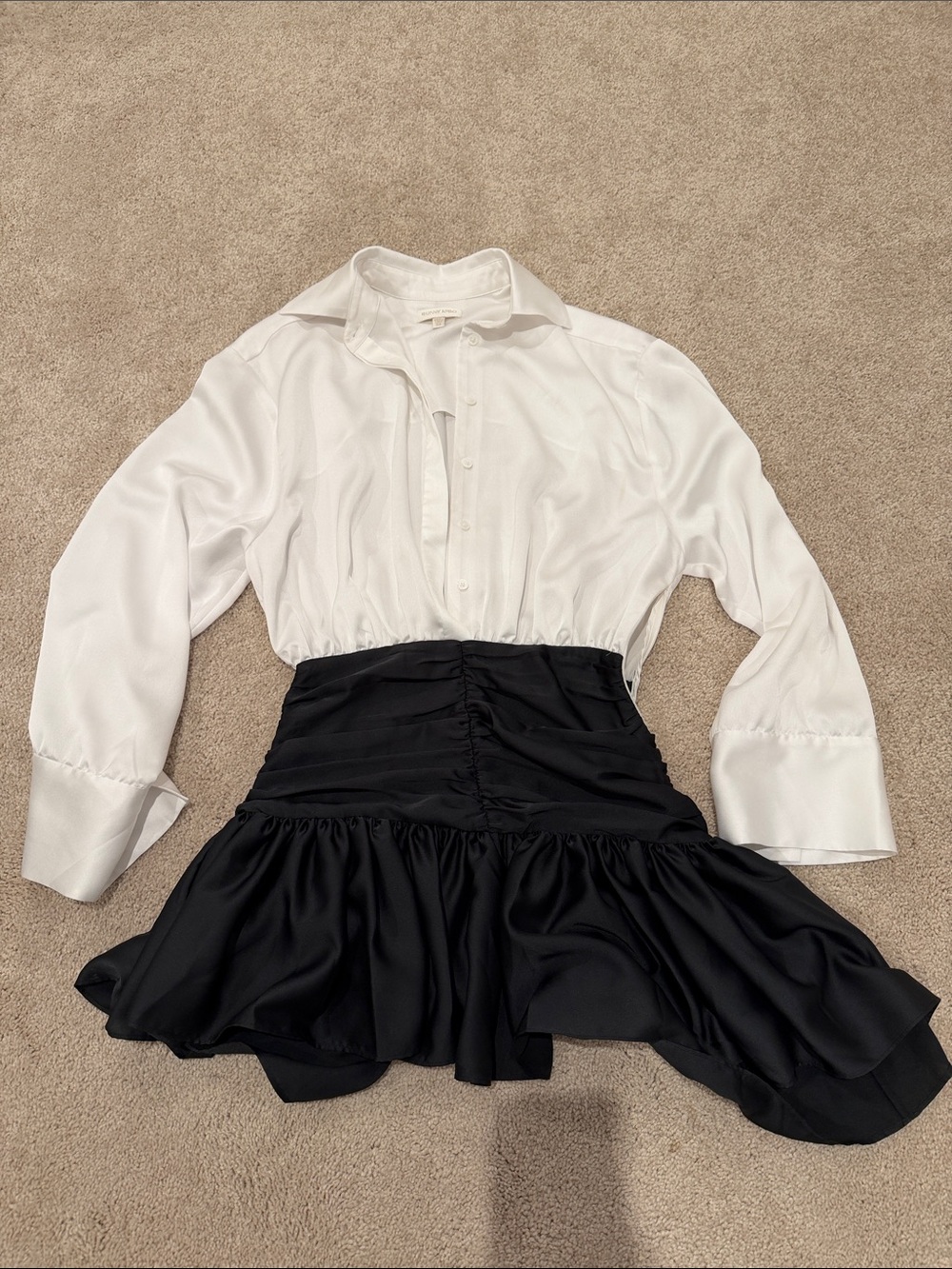 Ronny Kobo Collection Black and White Satin Mini Dress